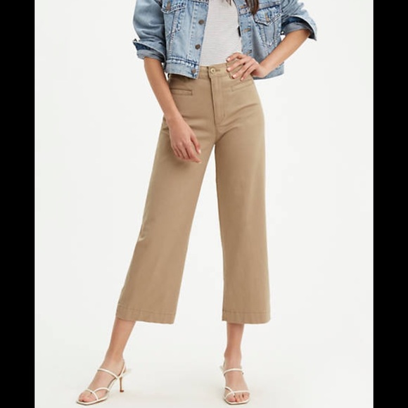 Levi’s classic wide leg crop jeans size 6 khaki color - Picture 2 of 6